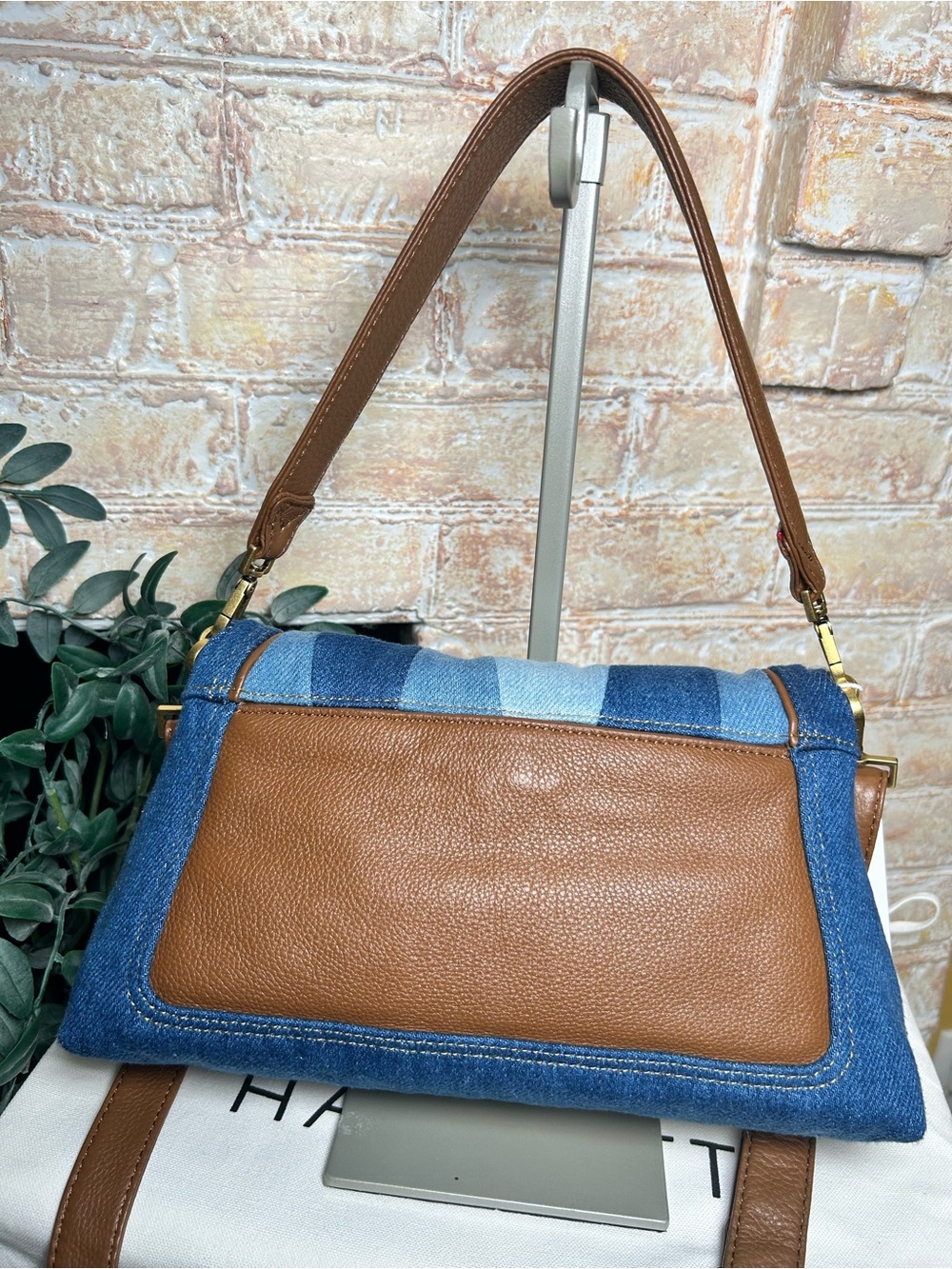 Hammitt Beverly Medium Denim Striped Shoulder Crossbody Bag NWT - Picture 6 of 12